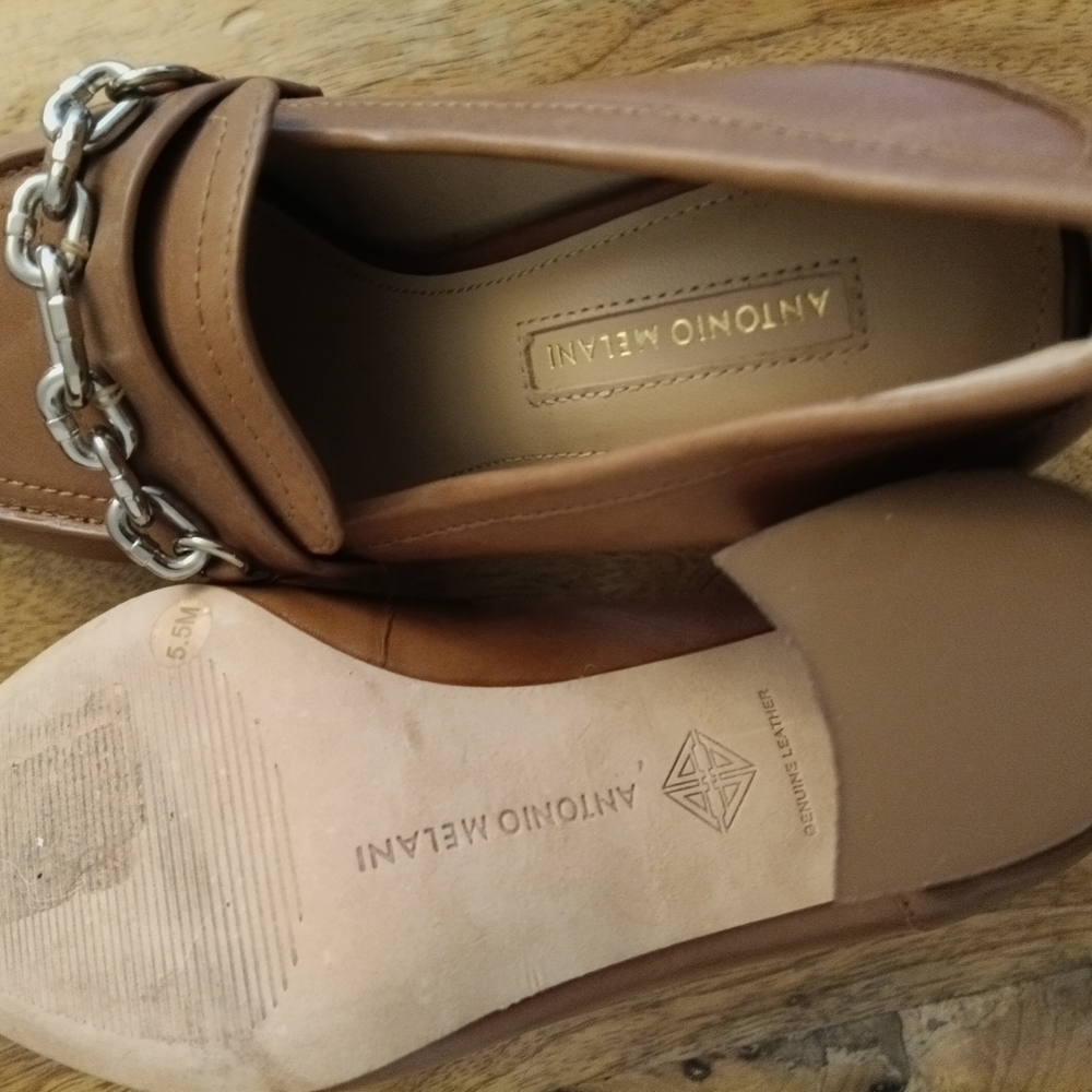 ANTONIO MELANI Brown High Heel Leather Loafers for Timeless Style - Picture 3 of 4
